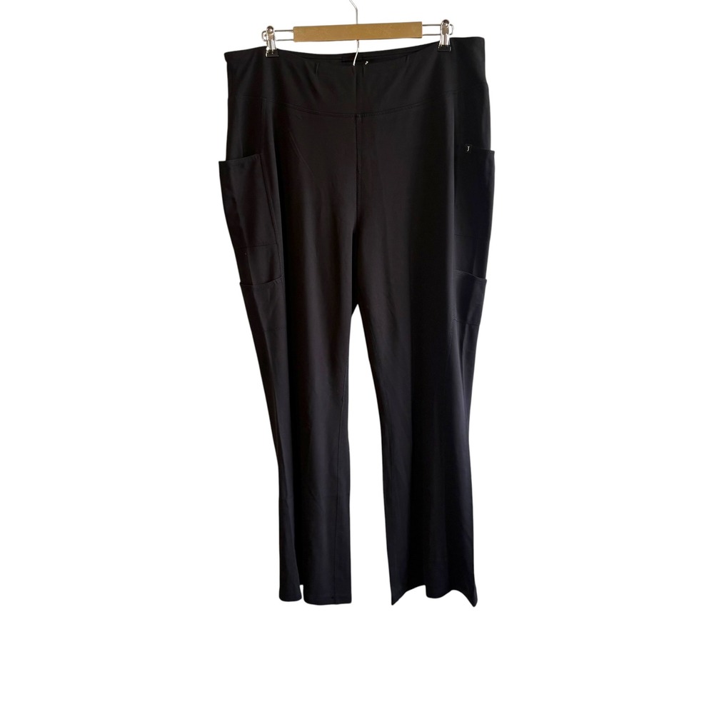 NEW Jaanuu Size 2X Black Flare Leg Pull On Scrub Pants With Pockets Neutral